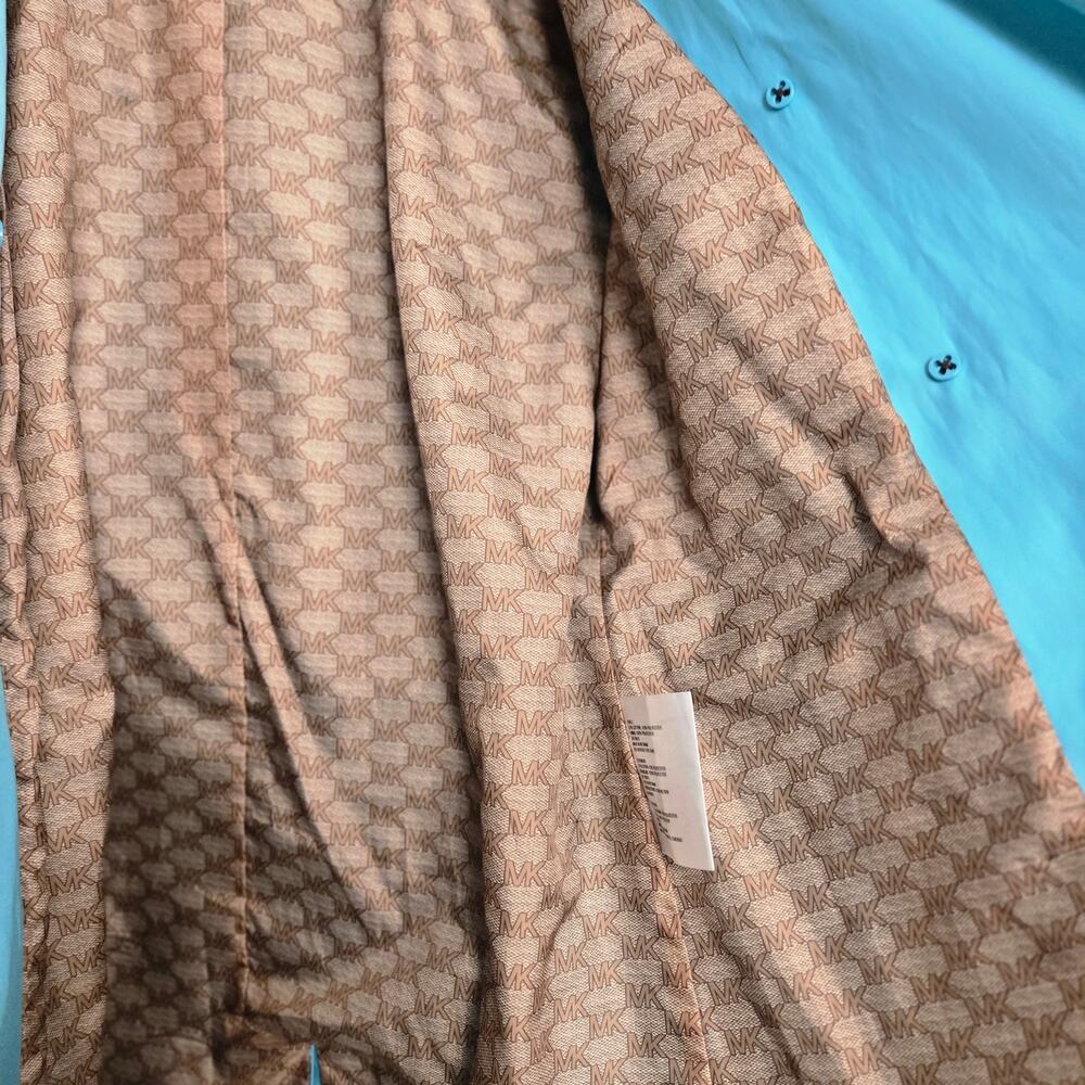 Women's Michael Kors Trench Coat Raincoat Turquoise Medium - Picture 14 of 16